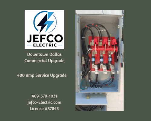 Jefco Electric performing 400 amp service upgrade in Downtown Dallas, DFW area